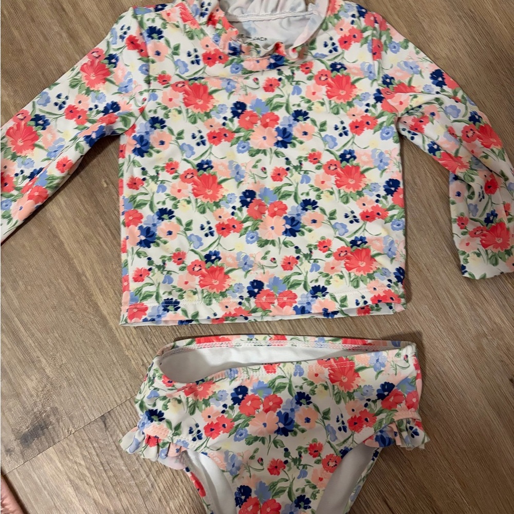 Janie and Jack Floral Rashguard Set - Pink and Blue